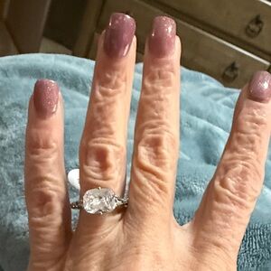 Hematite Ring with Clear Center Stone and side accent stones